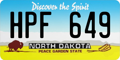 ND license plate HPF649