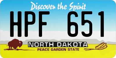 ND license plate HPF651