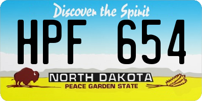 ND license plate HPF654