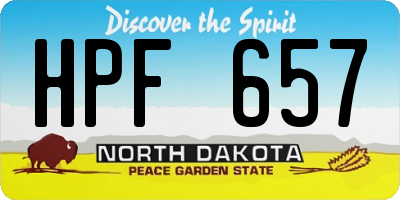ND license plate HPF657