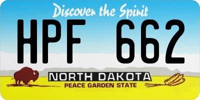 ND license plate HPF662