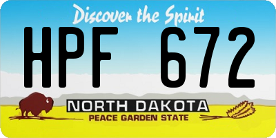 ND license plate HPF672