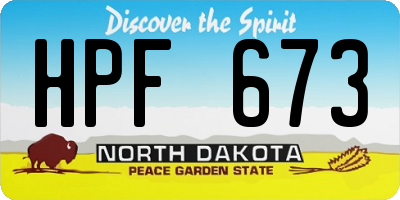 ND license plate HPF673