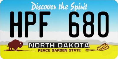 ND license plate HPF680