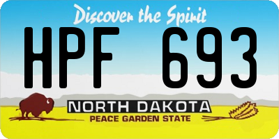 ND license plate HPF693