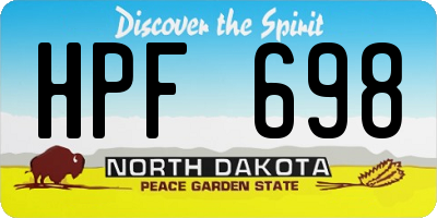 ND license plate HPF698