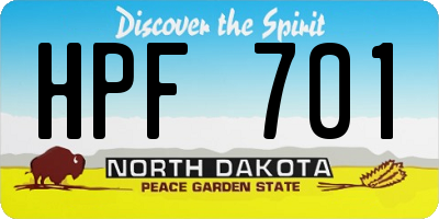 ND license plate HPF701