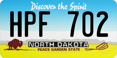 ND license plate HPF702