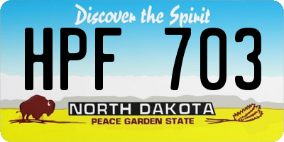 ND license plate HPF703