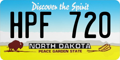ND license plate HPF720