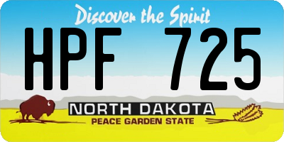 ND license plate HPF725