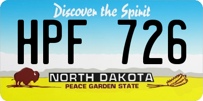 ND license plate HPF726