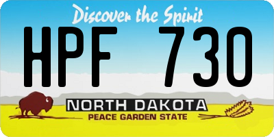 ND license plate HPF730