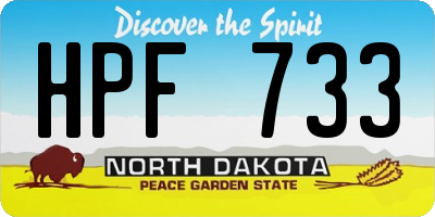 ND license plate HPF733