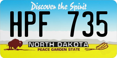 ND license plate HPF735