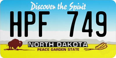 ND license plate HPF749