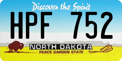 ND license plate HPF752