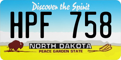 ND license plate HPF758