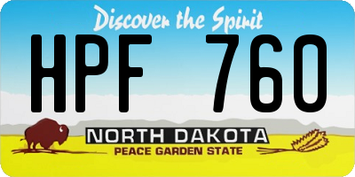 ND license plate HPF760
