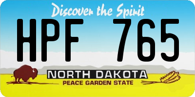ND license plate HPF765