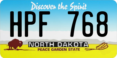 ND license plate HPF768