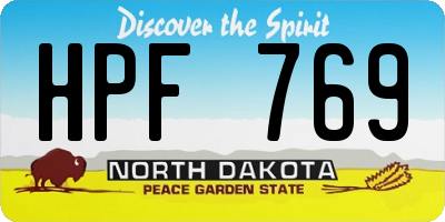 ND license plate HPF769