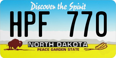 ND license plate HPF770