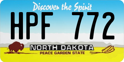 ND license plate HPF772
