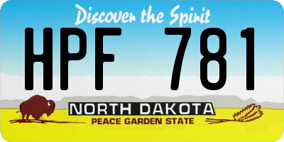 ND license plate HPF781