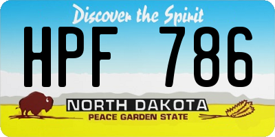 ND license plate HPF786