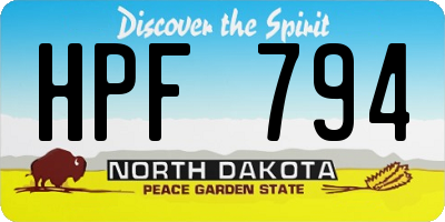 ND license plate HPF794