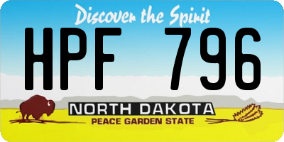 ND license plate HPF796