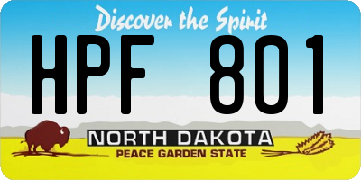ND license plate HPF801