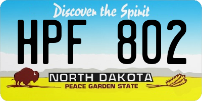 ND license plate HPF802