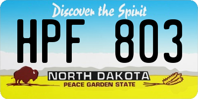 ND license plate HPF803
