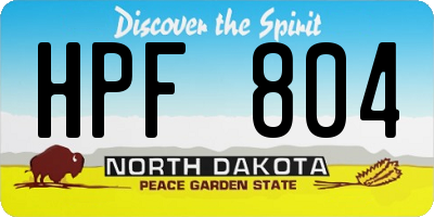ND license plate HPF804