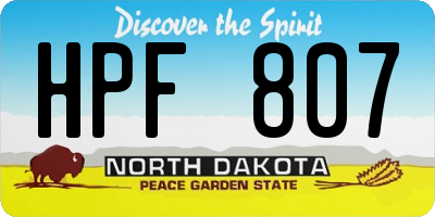 ND license plate HPF807