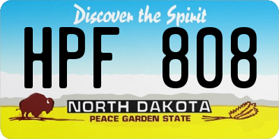 ND license plate HPF808