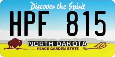 ND license plate HPF815
