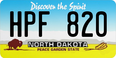 ND license plate HPF820