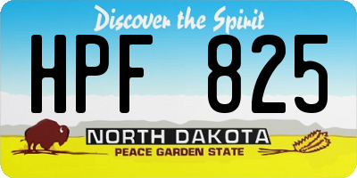 ND license plate HPF825