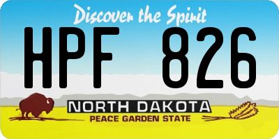 ND license plate HPF826