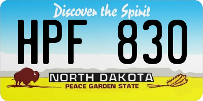ND license plate HPF830