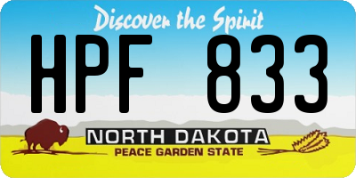 ND license plate HPF833