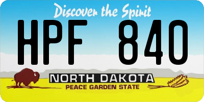 ND license plate HPF840