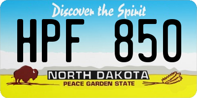 ND license plate HPF850