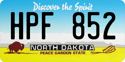 ND license plate HPF852