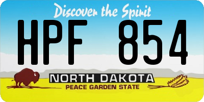 ND license plate HPF854