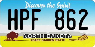 ND license plate HPF862
