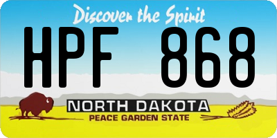ND license plate HPF868